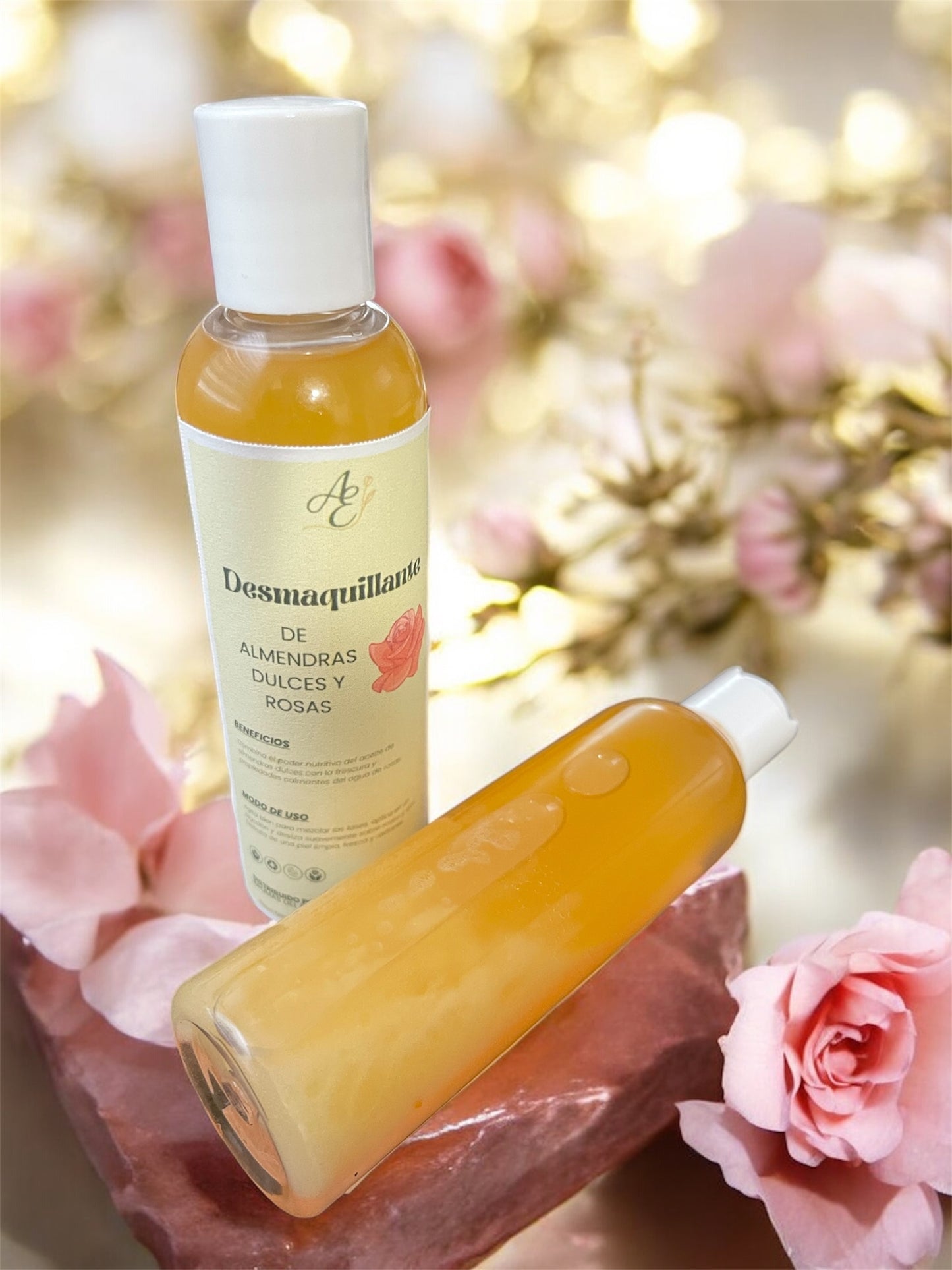 Desmaquillante de almendras dulces y agua de rosas