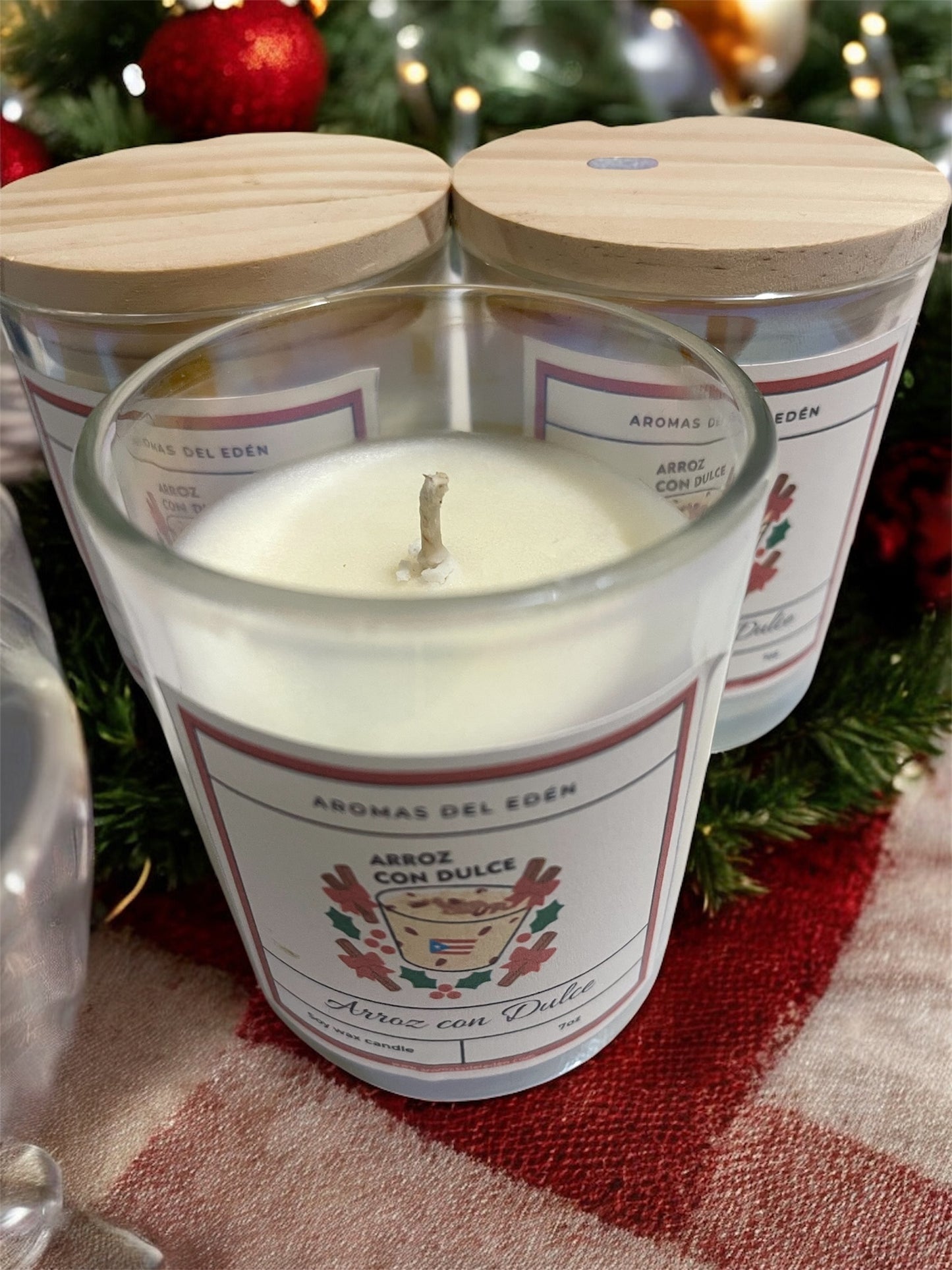 Vela Artesanal Navideña de Arroz con Dulce