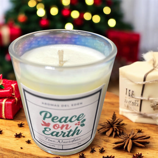 Peace on Earth – Vela Artesanal con Aroma a Pino Navideño